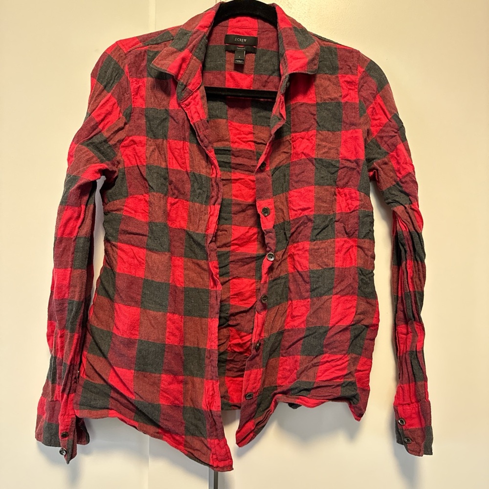 J. Crew Red and Black Plaid Button Down Shirt